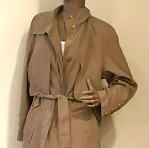 Size 10P JACQUELINE FERRAR Long Trench Coat Womens